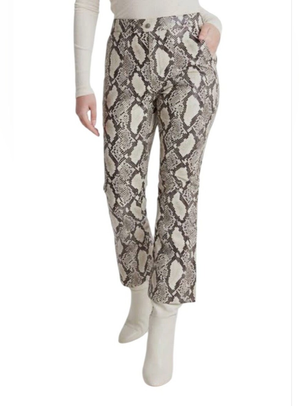 Choosy Snake Print Cropped Kick Flare Pants Womens 0 High Rise NWT